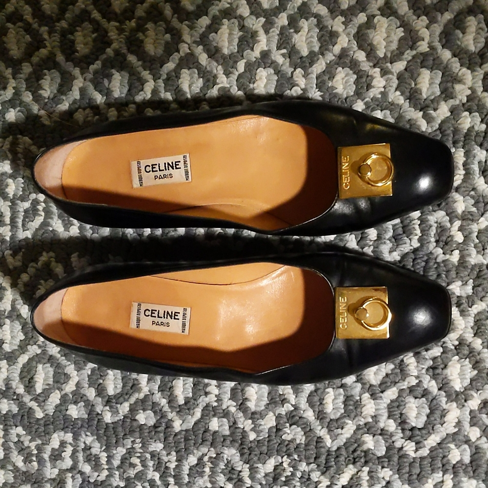 Celine Lds. Black Leather Shoes